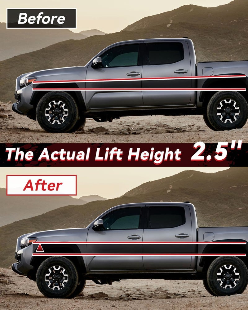 PROEZE 2.5" Leveling Lift Kits for 2005-2023 Tacoma 2WD 4WD, 2003-2023 4Runner 2WD 4WD and 07-15 FJ Cruiser 2WD 4WD, 2.5 inch Forged Front Strut Spacers Leveling Kits - Image 3